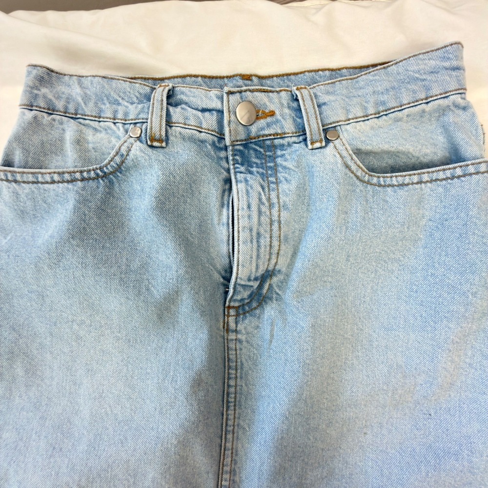 Gianni Bini Light Wash Denim Maxi Skirt High Waisted Front Slit Size 2 Blue Long - Picture 5 of 11